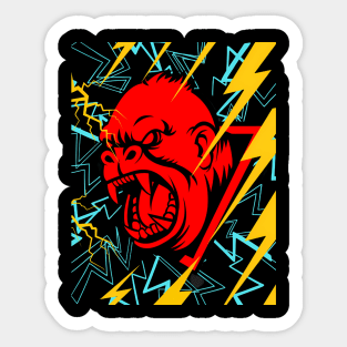 big gorilla and so angry and strong with thander and black background thats cool be strong Sticker